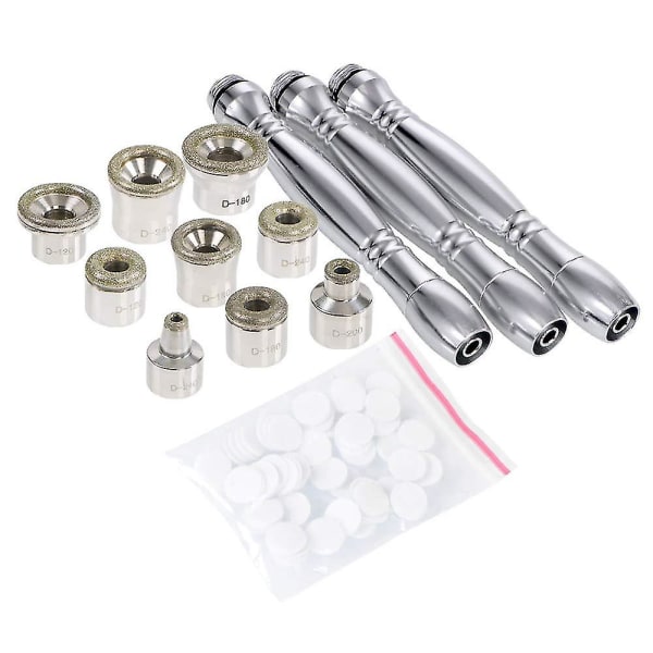 Mikrodemasjon Tips og Staver Diamant Dermasjon Hud Exfoliator Verktøy-9stk Rustfritt Stål Diamant Dermasjon Utskiftning Tips, 3stk Mikrodemasjon Staver, 50stk Bomullsfilter