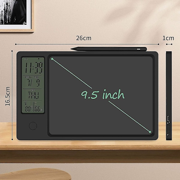 Hygrometer Termometer 9,5 Tommer LCD Skrivetavle Elektronisk Digital Notesblok Til Ferie
