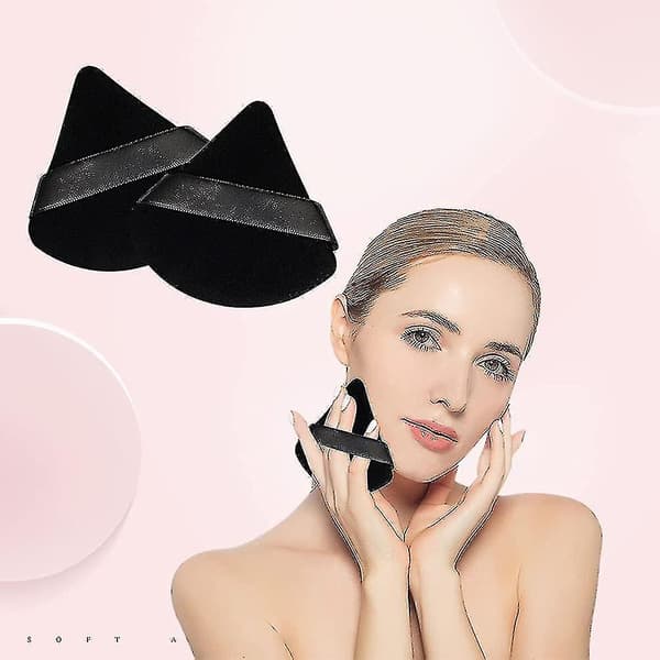 12 stycken Houpette för Makeup, Triangulära Puderpuffar Svamp Makeup Houpette Bomulls Houpette Puder Puder Li