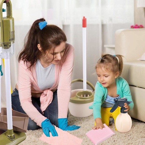 Rengjøringssett for barn, Lekesett for renhold, feieleker for barn inkluderer kostmoppe Støvbørster støvbrettbørster fille og organiske
