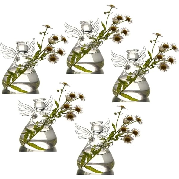 Ängla Design Glasvaser Genomskinlig Blomväxt Terrarium Behållare Hängande Vas Bröllopsdekor Trädgårdsdekorationer Hängande Planteringskärl (Paket med 5)