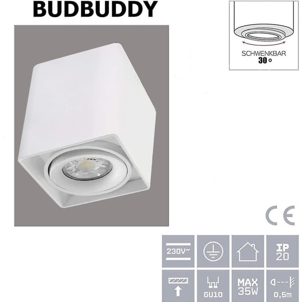 Justerbar Takspotlight (med 5W GU10 LED-lampa) Inomhus Väggspotlight Taklampa