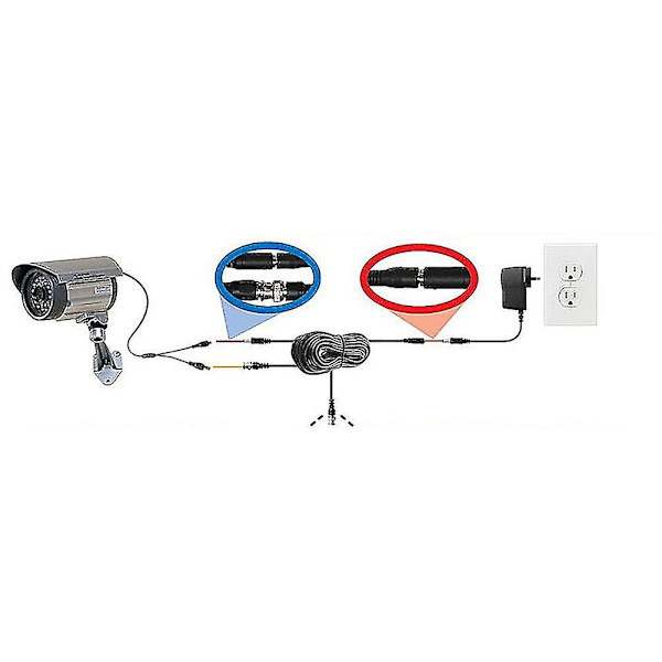 CCTV DVR-kamera videokabel DC-strömförsörjning BNC-förlängningskabel 10-60 m