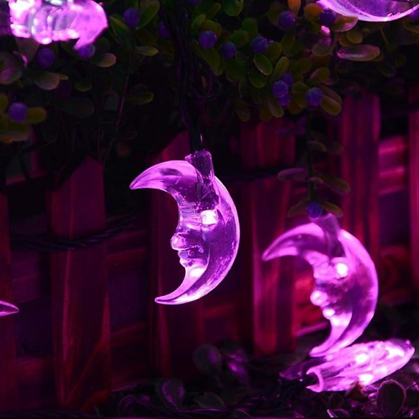 Solmånelampor, Måne-Fairy Lights 6M/30 LED Månestränglampor för Trädgårdar Hem Bröllop Julparty Dekoration (Rosa)