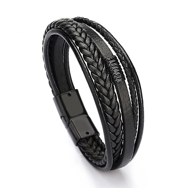 Læderarmbånd til mænd, flettet brunt rustikt gave til far, fars dag armbånd