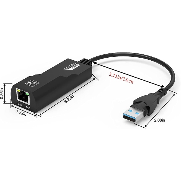 Usb-Ethernet-sovitin, Usb 3.0 - Rj45 Ethernet-sovitin, 1000 mbps:n Lan-verkkoadapteri, yhteensopiva Windows 10/8.1/8/7/vista/xp:n, Mac Os 10.6:n ja uudempien kanssa