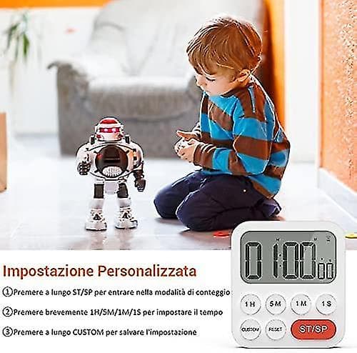 Kök Timer - 2-pack, Kök Timer Med Digital Klockfunktion, Snabbinställningar, Anpassad