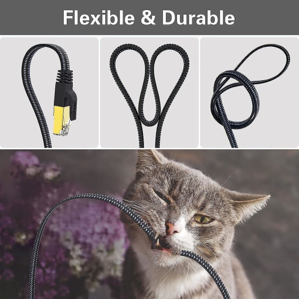 Cat 8 Flat Ethernet-kabel 10m, Cat8 Nylonflettet Internettkabel, Høyhastighets 40gbps Nettverkspatch Lan-kabel, Rj45 Spillkabel For