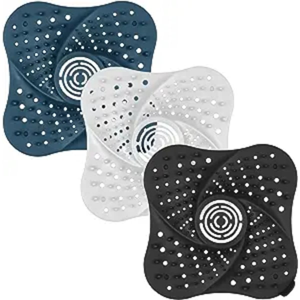 Silikonavlopp för hårstoppare, badkar Cover Handfat Badkarssil Badrumstillbehör 3-pack (blå, vit, svart)