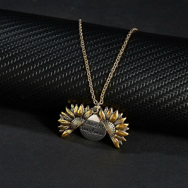 Womens You Are My Sunshine Open Locket Sunflower Necklace ,gull