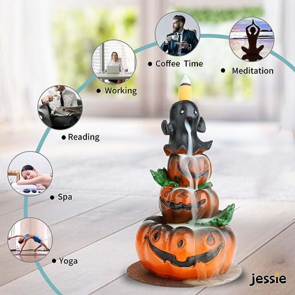 Halloween Røgelse Vandfald Brænder Græskar Harpiks Røgelse Brænder Sød Spøgelse Reflux Røgelse Brænder til Hjemmeindretning