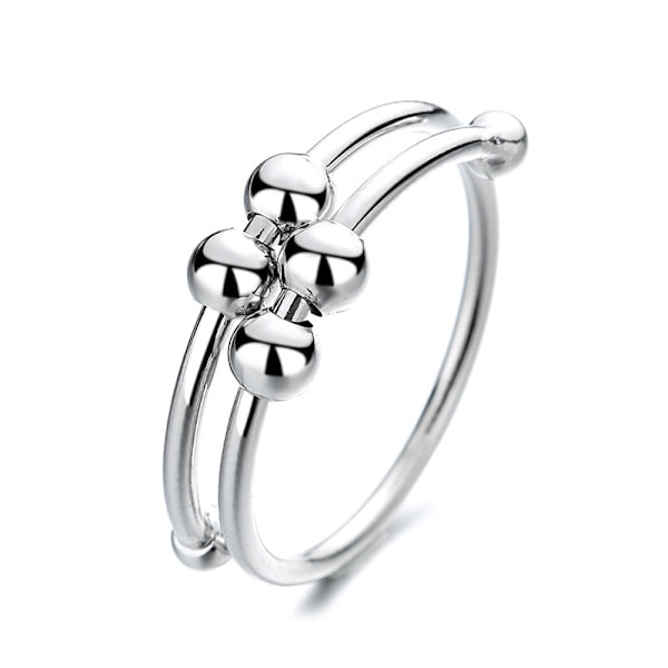 Ny anti-stressperlering roterende spiral anti-stressring for kvinner menn silver