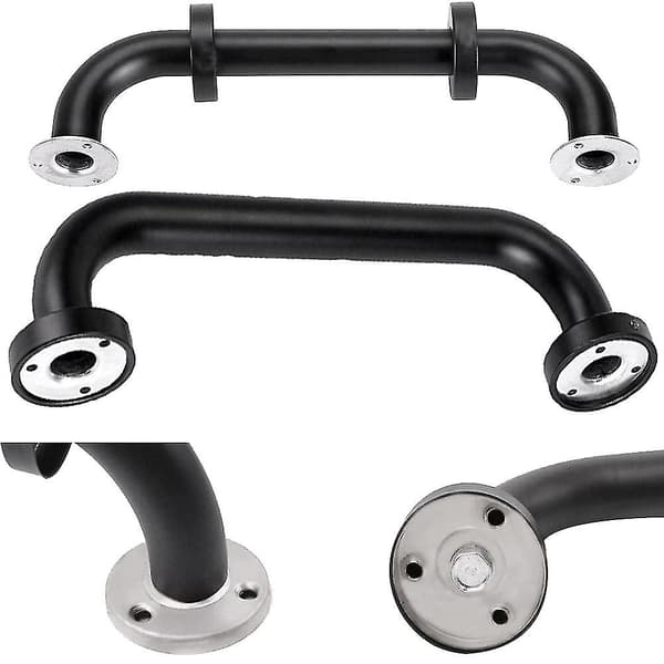2-pack svart duschgreppstång halkfri grepp, badgrepp balansstång, väggmonterat handledsstöd A