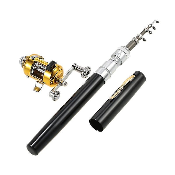 Fickbar fiskespö rulle combo mini penna fiskespö kit teleskopiskt fiskespö spinnrulle combo kit