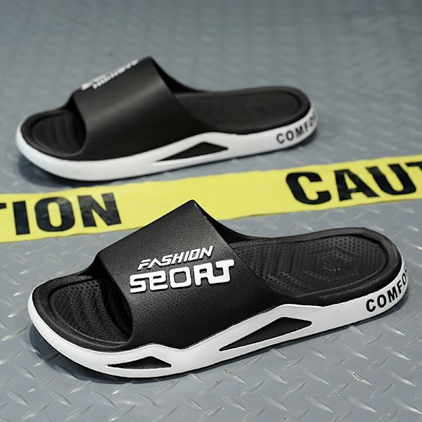 Herr Ultra Mjuka Slides Halkfria Casual Tofflor Öppen Tå Skor Inomhus Utomhus Strand Dusch Negro 40-41