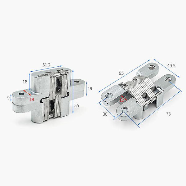Skjulte krysshengsler Skapdør Foldbar hengsel 180 graders foldbar hengsel (størrelse: 4 tommer 19*95mm)