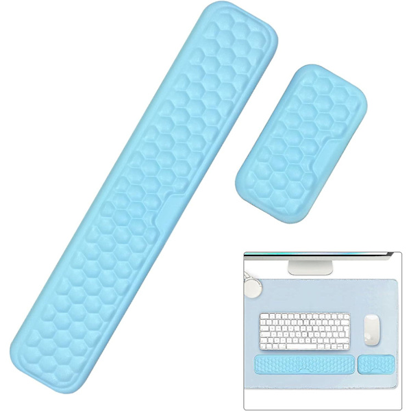 Tangentbordshandledsstöd Set, Ergonomiskt handledsstöd Matta Minnesskum Mus handledsstöd Matta Kudde Halkfri, Smärtlindring - Premium För Gamin