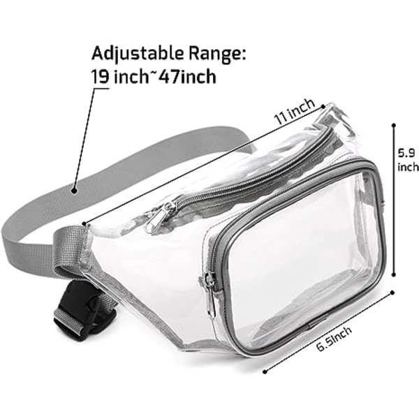 Klar Fanny Pack Vanntett Søt Midjeveske Stadion Godkjent Klar Veske Transparent Justerbar Belteveske for Kvinner Menn, Reise, Strand, Arrangementer, Konserter