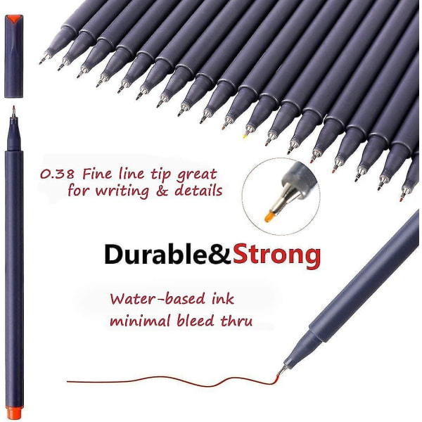 Fineliner-penne, 24 lyse farver Fine Point-penne farvede penne til journalføring af noter