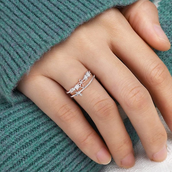 Fidget-ring til datteren min, Butterfly-ring til datteren min, Dattergave fra mor - Angstdempende ringer