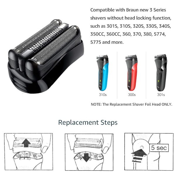 Braun Series Elektrisk barberhode reservedeler Kompatibel Serie 3