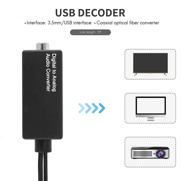 O-muunnin D15-muunnin digitaalisesta 3,5 mm:n dac- USB deriin, koaksiaalinen