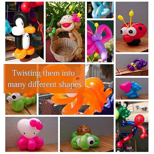 Latex Twisting Ballonger, 260 stk Animal Magic Lange Ballonger Assorterte Farger Med Pumpe For Dyreformet Fest, Klovner, Bryllupsdekorasjon