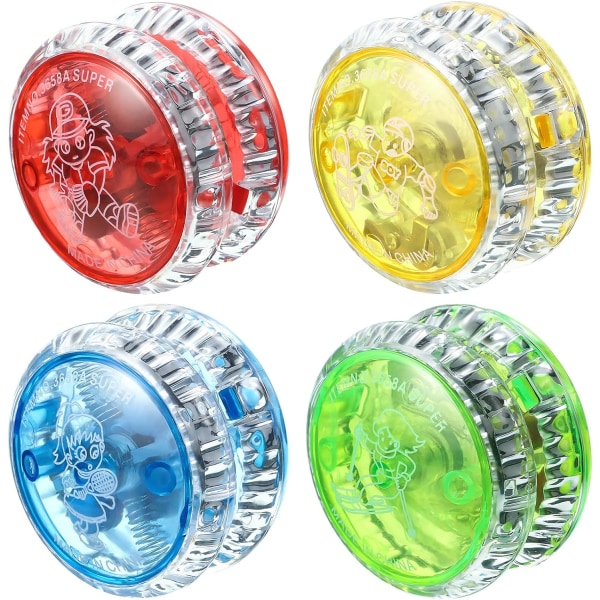 4 stykker LED-lys Nybegynnerstreng trickball for barn Plast Underholdende responsiv ball for nybegynnerfestfavoritter (tilfeldig farge