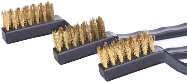 Mini stålbørste sæt til rengøring af svejseslagger og rust, 6 stk., rustfrit stål og messing