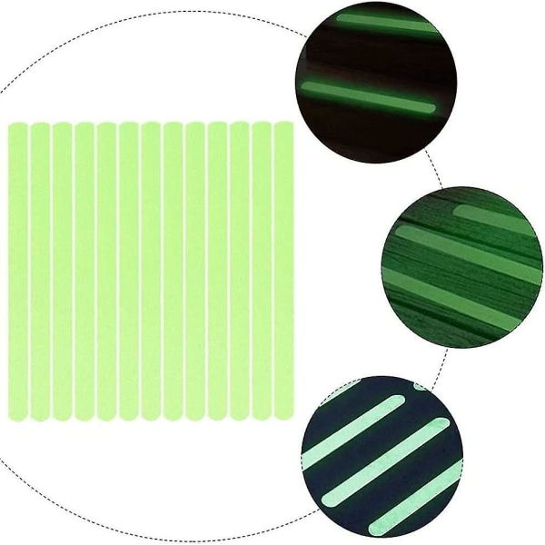 Xqday 24 stk. Glødende skridsikre strimler Lysende skridsikre trapper Slidbanegrebstape Skridsikkert badekar