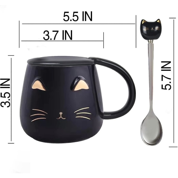 Söpö kissamuki musta keraaminen eläin luova kahvikuppi, uutuusmuki, jossa on ihana kissan tahra