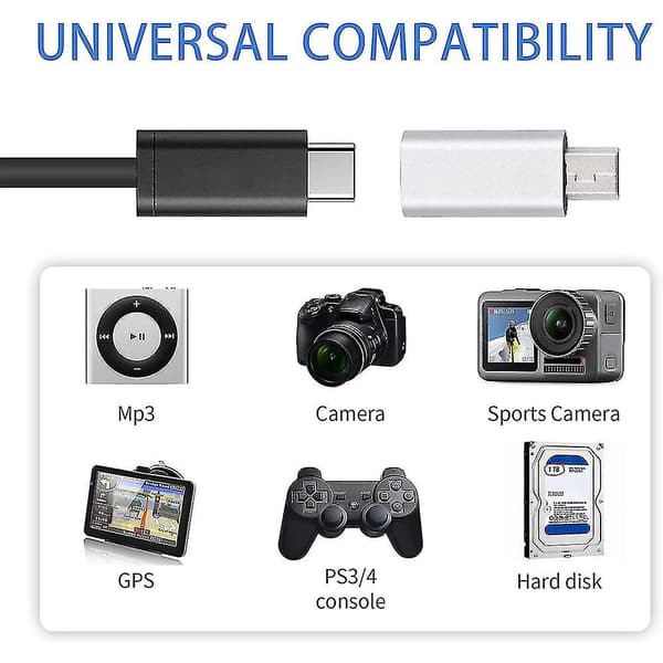 2 kpl USB-C - Mini USB 2.0 -sovitin, Type-C naar Mini USB -sovitin MP3-soittimille
