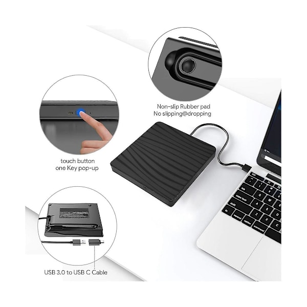 Usb 3.0/type-c ohut ulkoinen DVD Rw Cd Writer Drive Burner Reader Player Optiset asemat kannettavalle tietokoneelle