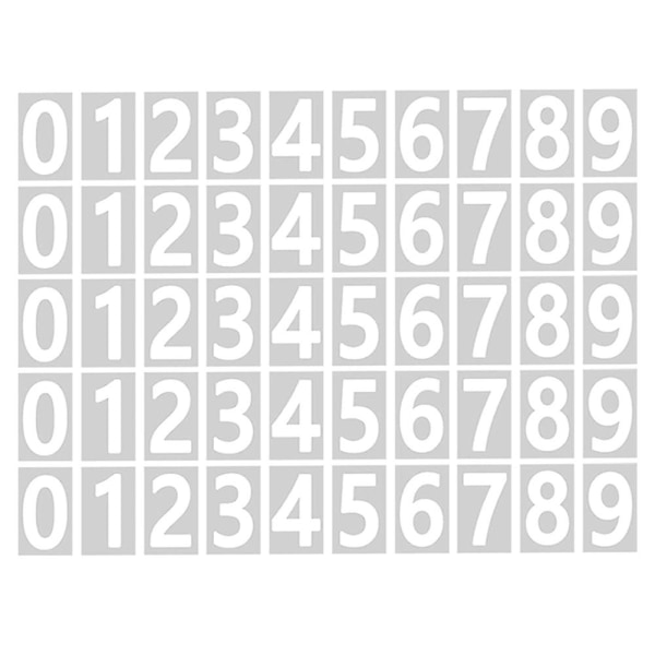 Numerot ulkokäyttöön, 10 sarjaa 0-9 heijastavia numerotarroja, joissa on tarranauha helpottamaan taustan erottamista