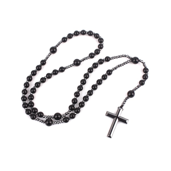 Kristen retro för kors dekorerad radbandsbön helig jord halsband amulett