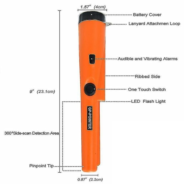 Oransje håndholdt metalldetektor Gold Metallic Finder Security Scanner Sensitive Search Z59582