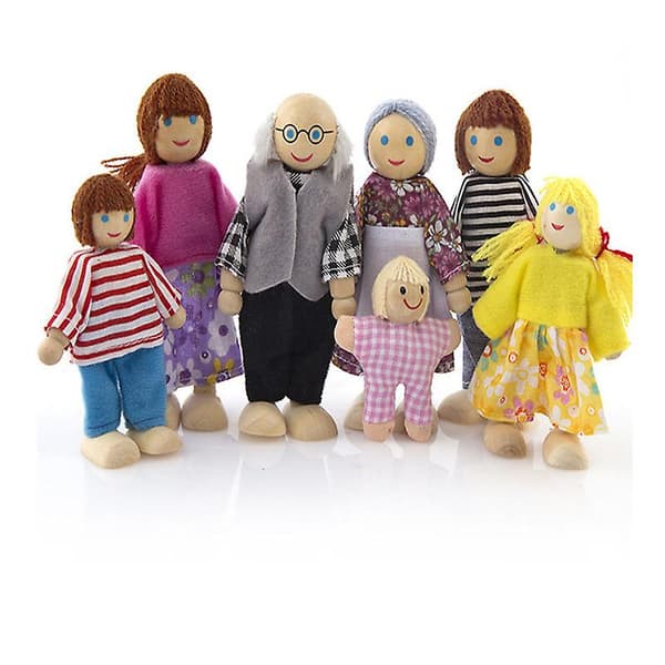 Puinen nukkeperhe, 7 jäsentä