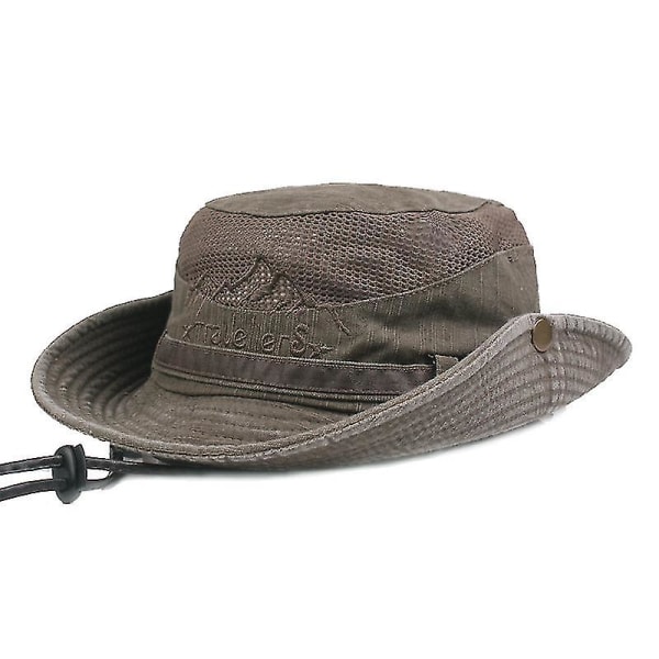 Bomulds Solhat UV Beskyttelse Sommerhatte Strandhat Safari Boonie Hat Sammenfoldelig Fiskerihat Med Åndbar Mesh Og Justerbar Hagesnor-