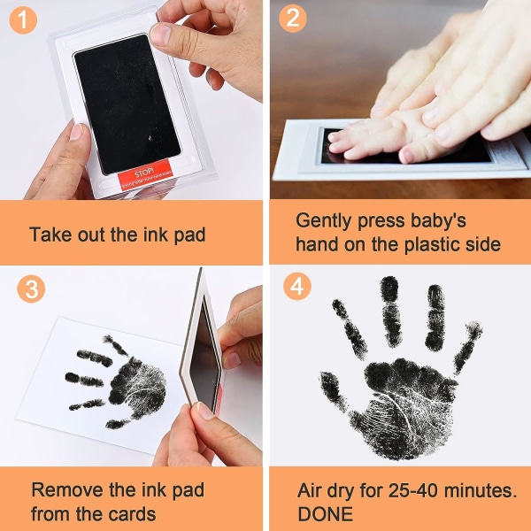 Baby Handprint and Footprint Kit, 3 bläckkuddar med Clean-Touch, 6 Imprint-kort, Pet Paw Bläckfritt print, säkert giftfritt för fötter och
