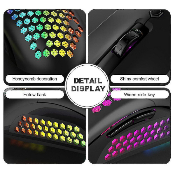 Led Lett 65g Kablet Spillmus Justerbar Dpi Optisk Sensor