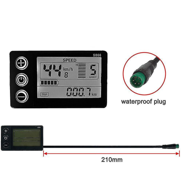 S866 Electric Bike Lcd Display 24v 36v 48v E-bike Electric Scooter Display Meter Control Panel With Waterproof Plug