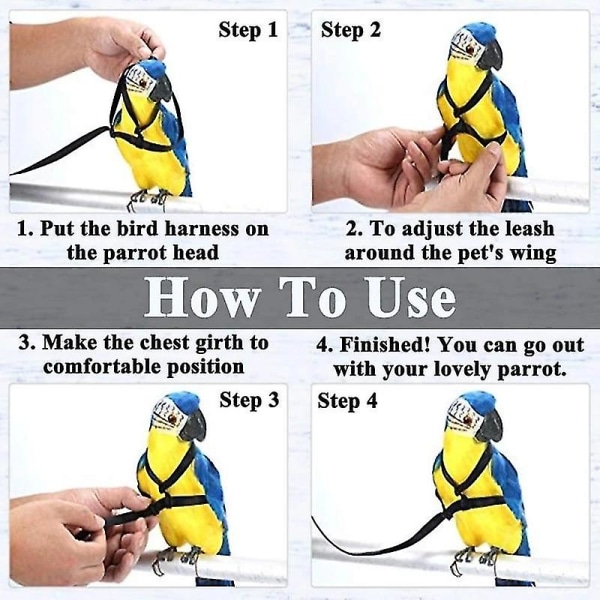 Parrot Bird Sele Leash Outdoor Flying Traction Straps Band Justerbar Anti-bite Training Tau