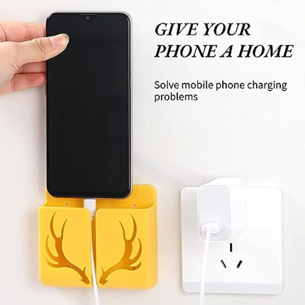 4PCS Veggmontert Telefonholder - Punch-Free Veggmontert Mobiltelefoner Lading til Stativ, Klebrig Fjernkontroll Oppbevaringsboks Sengeside Lat Mobiltelefon R