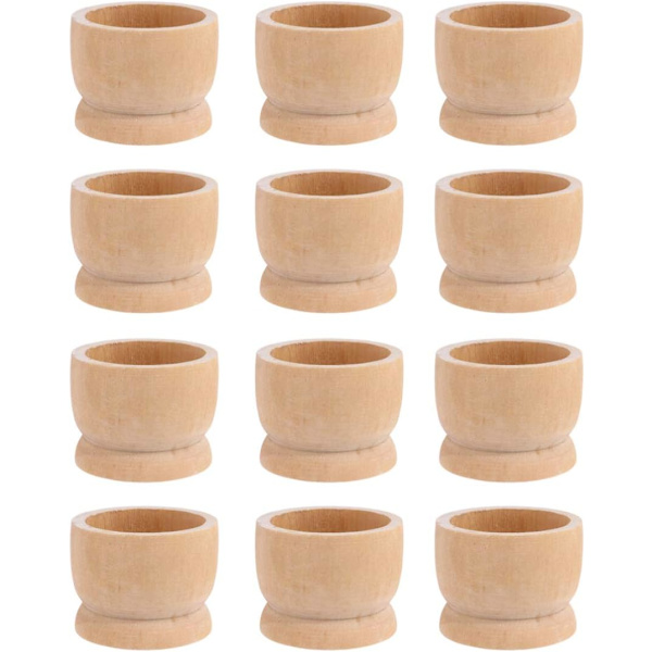 12 st Trääggkoppshållare DIY Blanka Oavslutade Trääggställ Tidig Utbildning Förskoleleksaker för Barn Hantverk Påsk Födelsedag Baby Shower Party Su