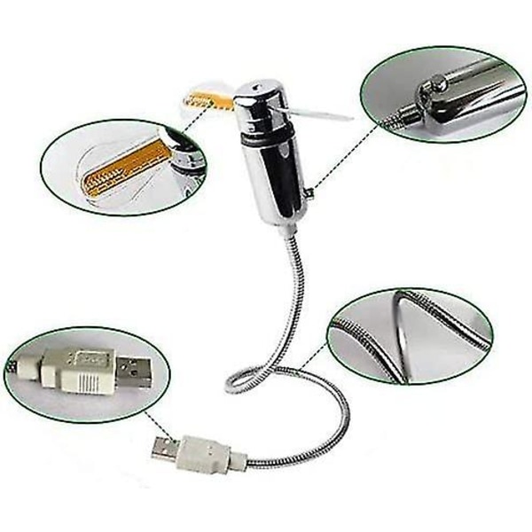 Uusi USB-kellotuuletin, jossa on reaaliaikainen kello ja lämpötilanäyttötoiminto, hopea, 1 vuoden takuu (lämpötila ja kello)