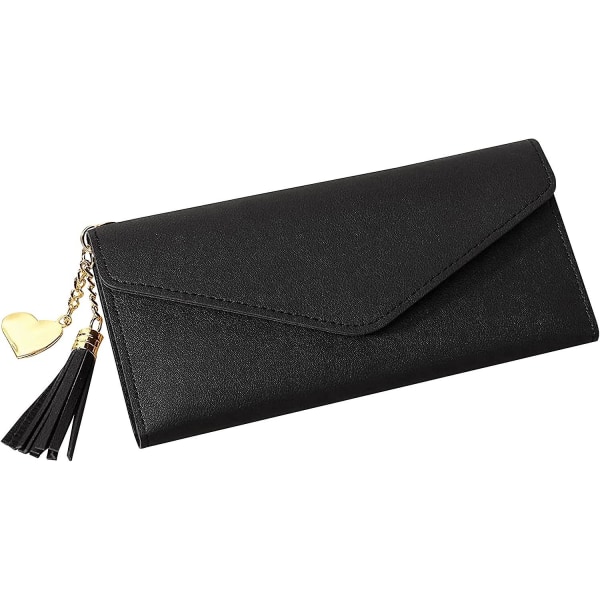 Lommebøker, kortholdere og pengeposer for kvinner Lommebok for kvinner med flere kortspor, slank sammenleggbar clutch (svart)