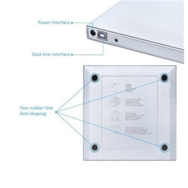 USB CD-DVD-RW-läsare/skrivare för HUAWEI PC Extern bärbar anslutning (SILVER)