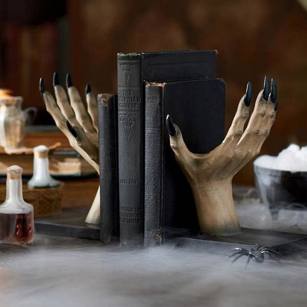 Halloween bokslut, halloween Witch Book Stand, Witchy Hand Book Stand Halloween Witch Decor Book Ends, harts bokstöd Witch Hands B