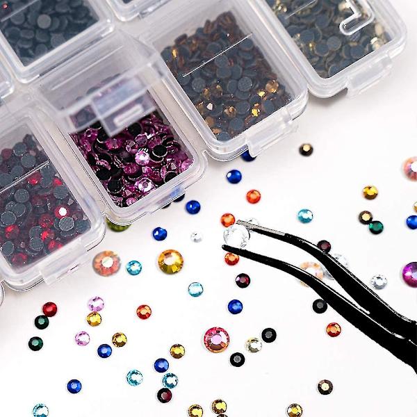 10272 st Rhinestones, Flatback Round Glass Gems Set med olika storlekar Clear