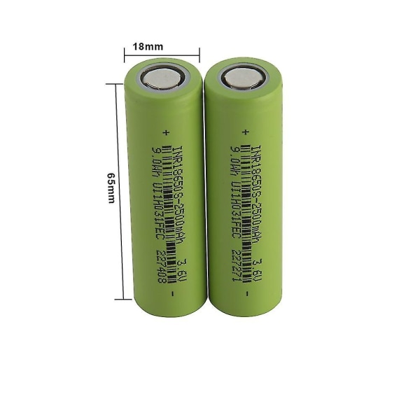 2 stk. 2500mah 3c 18650 3.7v Li-ion Power Battery Cell Genopladelig 7.5a Anvend Oelektrisk Cykel Ebike Scooter